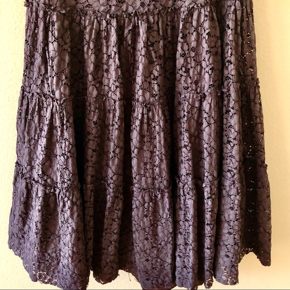 BEBE⚡️Chocolate Brown Lace Tier Boho Skirt_XS - Picture 5 of 9